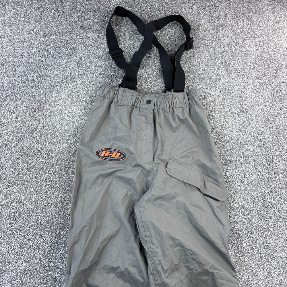Harley Davidson Overall Bib Rain Pants Men's Small Gray Detachable‎ Suspenders